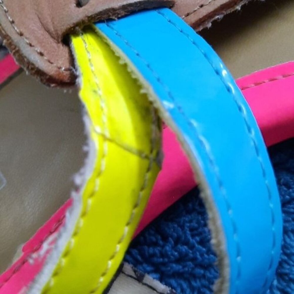 Sperry Pink Yellow Neon Top Sider Thong Strappy Sandals Size 6 - Picture 12 of 15